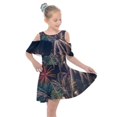 Firework Fireworks Display Lake Kids  Shoulder Cutout Chiffon Dress by Proyonanggan