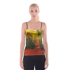 Forest Woods Autumn Nature Spaghetti Strap Top by Proyonanggan