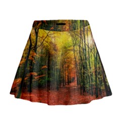 Forest Woods Autumn Nature Mini Flare Skirt by Proyonanggan