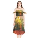 Forest Woods Autumn Nature Shoulder Tie Bardot Midi Dress View1