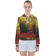 Forest Woods Autumn Nature Women s Tie Up Sweat