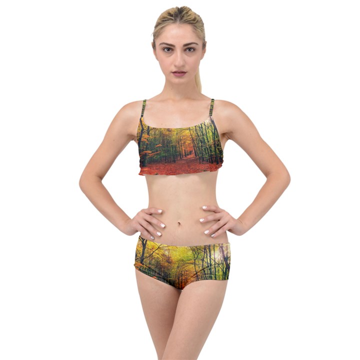 Forest Woods Autumn Nature Layered Top Bikini Set