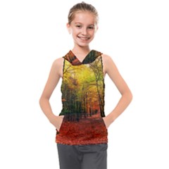 Forest Woods Autumn Nature Kids  Sleeveless Hoodie by Proyonanggan