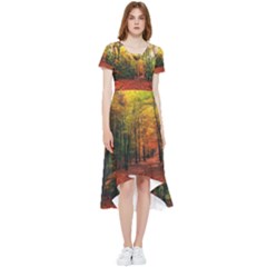 Forest Woods Autumn Nature High Low Boho Dress by Proyonanggan