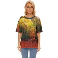 Forest Woods Autumn Nature Oversized Basic T-shirt by Proyonanggan