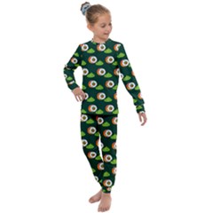 Was-brick-pat-gn-3 Kids  Long Sleeve Set 