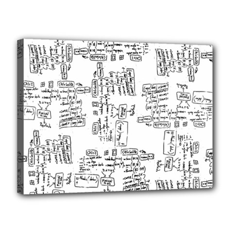 Blackboard Algorithms Black And White Pattern Canvas 16  X 12  (stretched)