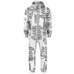 Blackboard Algorithms Black And White Pattern Hooded Jumpsuit (men) by dflcprintsclothing