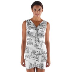 Blackboard Algorithms Black And White Pattern Wrap Front Bodycon Dress by dflcprintsclothing