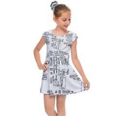 Blackboard Algorithms Black And White Pattern Kids  Cap Sleeve Dress by dflcprintsclothing