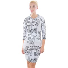 Blackboard Algorithms Black And White Pattern Quarter Sleeve Hood Bodycon Dress by dflcprintsclothing