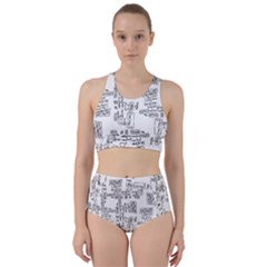 Blackboard Algorithms Black And White Pattern Racer Back Bikini Set by dflcprintsclothing