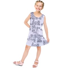 Blackboard Algorithms Black And White Pattern Kids  Tunic Dress by dflcprintsclothing