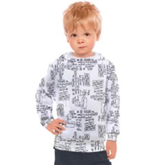 Blackboard Algorithms Black And White Pattern Kids  Hooded Pullover by dflcprintsclothing