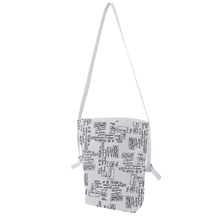 Blackboard Algorithms Black and White Pattern Folding Shoulder Bag