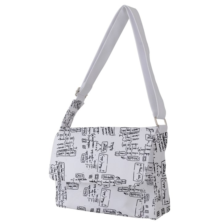 Blackboard Algorithms Black and White Pattern Full Print Messenger Bag (S)