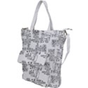 Blackboard Algorithms Black and White Pattern Shoulder Tote Bag View1