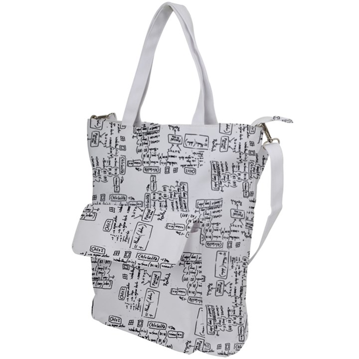 Blackboard Algorithms Black and White Pattern Shoulder Tote Bag