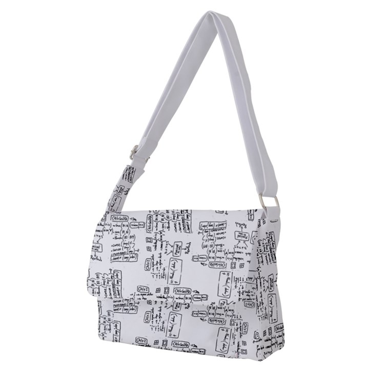 Blackboard Algorithms Black and White Pattern Full Print Messenger Bag (M)