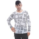 Blackboard Algorithms Black and White Pattern Men s Pique Long Sleeve T-Shirt View1