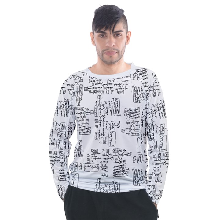 Blackboard Algorithms Black and White Pattern Men s Long Sleeve Raglan T-Shirt