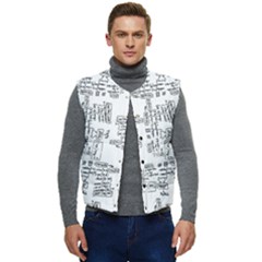 Blackboard Algorithms Black And White Pattern Men s Button Up Puffer Vest	