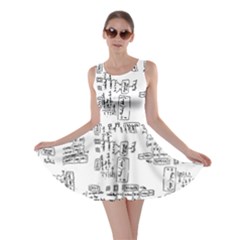 Blackboard Algorithms Black And White Pattern Skater Dress by dflcprintsclothing