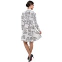 Blackboard Algorithms Black and White Pattern Long Sleeve Chiffon Shirt Dress View2