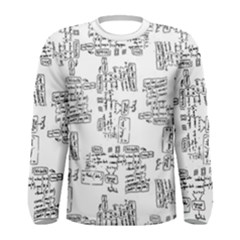 Blackboard Algorithms Black And White Pattern Men s Long Sleeve T-shirt