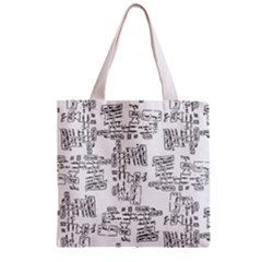 Blackboard Algorithms Black And White Pattern Zipper Grocery Tote Bag by dflcprintsclothing