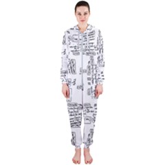 Blackboard Algorithms Black And White Pattern Hooded Jumpsuit (ladies) by dflcprintsclothing