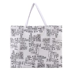 Blackboard Algorithms Black And White Pattern Zipper Large Tote Bag by dflcprintsclothing