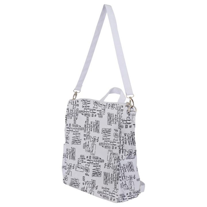 Blackboard Algorithms Black and White Pattern Crossbody Backpack