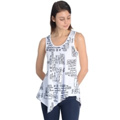 Blackboard Algorithms Black And White Pattern Sleeveless Tunic by dflcprintsclothing