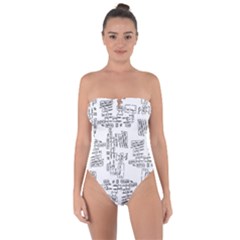 Blackboard Algorithms Black And White Pattern Tie Back One Piece Swimsuit by dflcprintsclothing