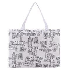 Blackboard Algorithms Black And White Pattern Zipper Medium Tote Bag by dflcprintsclothing