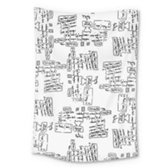 Blackboard Algorithms Black And White Pattern Large Tapestry