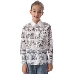 Blackboard Algorithms Black And White Pattern Kids  Long Sleeve Shirt by dflcprintsclothing