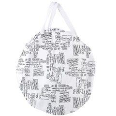 Blackboard Algorithms Black And White Pattern Giant Round Zipper Tote by dflcprintsclothing