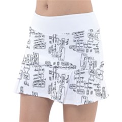 Blackboard Algorithms Black And White Pattern Classic Tennis Skirt by dflcprintsclothing