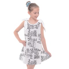 Blackboard Algorithms Black And White Pattern Kids  Tie Up Tunic Dress by dflcprintsclothing