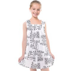 Blackboard Algorithms Black And White Pattern Kids  Cross Back Dress by dflcprintsclothing