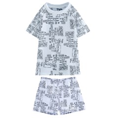 Blackboard Algorithms Black And White Pattern Kids  Swim T-shirt And Shorts Set by dflcprintsclothing