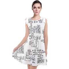 Blackboard Algorithms Black And White Pattern Tie Up Tunic Dress by dflcprintsclothing