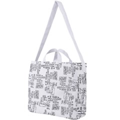 Blackboard Algorithms Black And White Pattern Square Shoulder Tote Bag by dflcprintsclothing