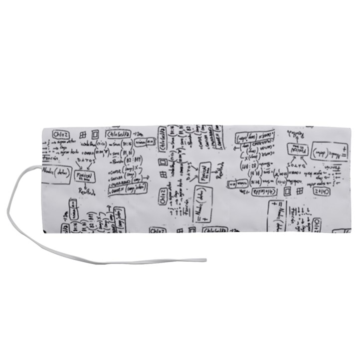 Blackboard Algorithms Black and White Pattern Roll Up Canvas Pencil Holder (M)