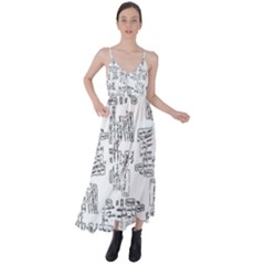 Blackboard Algorithms Black And White Pattern Tie Back Maxi Dress by dflcprintsclothing