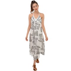 Blackboard Algorithms Black And White Pattern Halter Tie Back Dress  by dflcprintsclothing