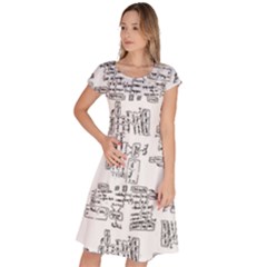 Blackboard Algorithms Black And White Pattern Classic Short Sleeve Dress by dflcprintsclothing