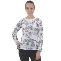 Blackboard Algorithms Black And White Pattern Women s Long Sleeve Raglan T-shirt